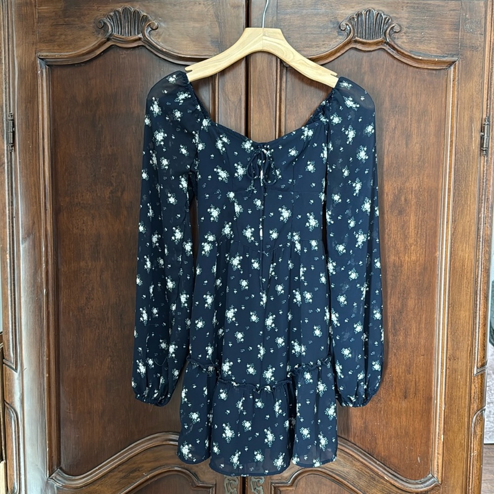 Hollister Navy Blue Floral Cocktail Mini Dress XS